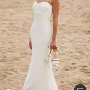 Lulus Melt my heart white strapless mermaid maxi dress